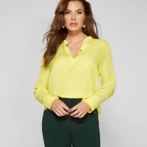 NWT Marciano Seta Silk Blouse, Yellow, Size XS